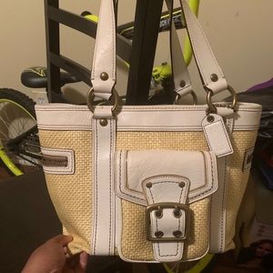 Wicker & White trim Coach shoulder bag.